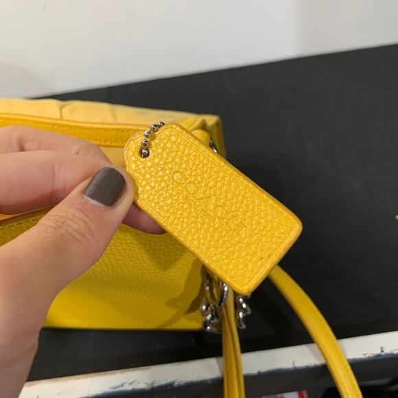 Coach Purse Small Crosstown Crossbody Bag in Yellow With Chain Detail & Turnlock - Picture 9 of 15